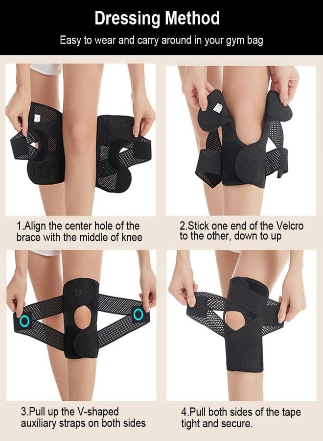 Xemz Knee Brace with Side Stabilizer, 1PC Breathable Knee Support Brace Open-Patella Stabilizer Adjustable Compression Knee Brace for Men Women Meniscus Tear ACL MCL Arthritis Joint Pain Relief (Black, 2XL) - Image 5