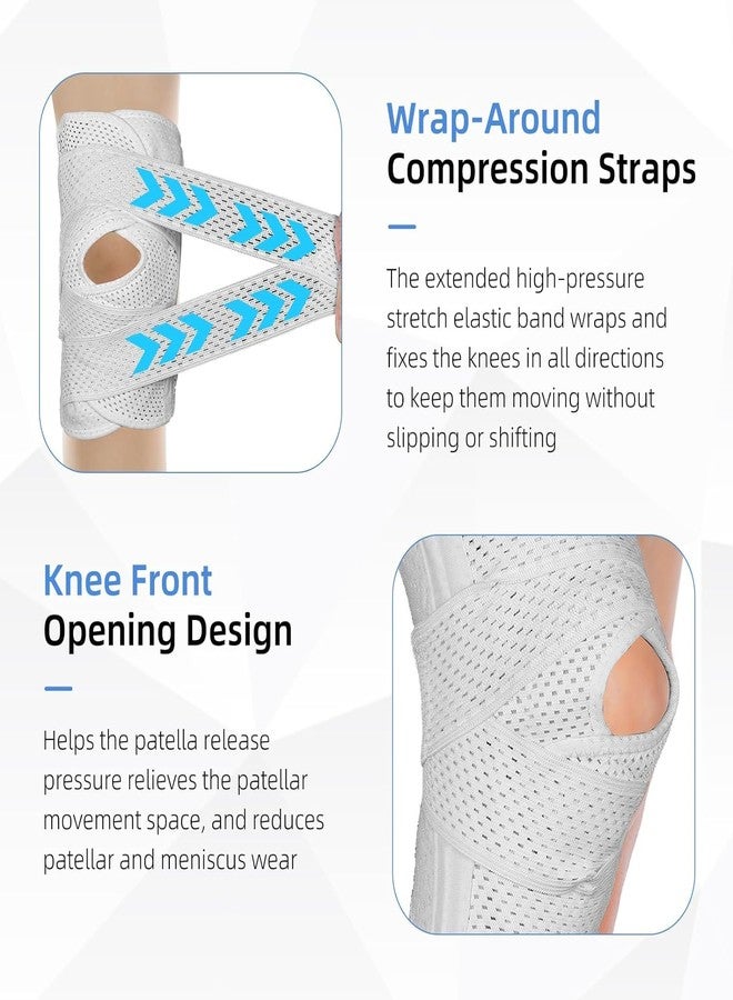 Xemz Knee Brace with Side Stabilizer, 1PC Breathable Knee Support Brace Open-Patella Stabilizer Adjustable Compression Knee Brace for Men Women Meniscus Tear ACL MCL Arthritis Joint Pain Relief (Black, 2XL) - Image 3