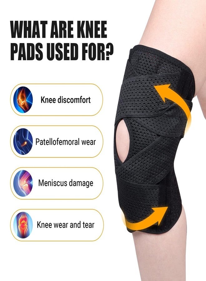 Xemz Knee Brace with Side Stabilizer, 1PC Breathable Knee Support Brace Open-Patella Stabilizer Adjustable Compression Knee Brace for Men Women Meniscus Tear ACL MCL Arthritis Joint Pain Relief (Black, 2XL) - Image 4