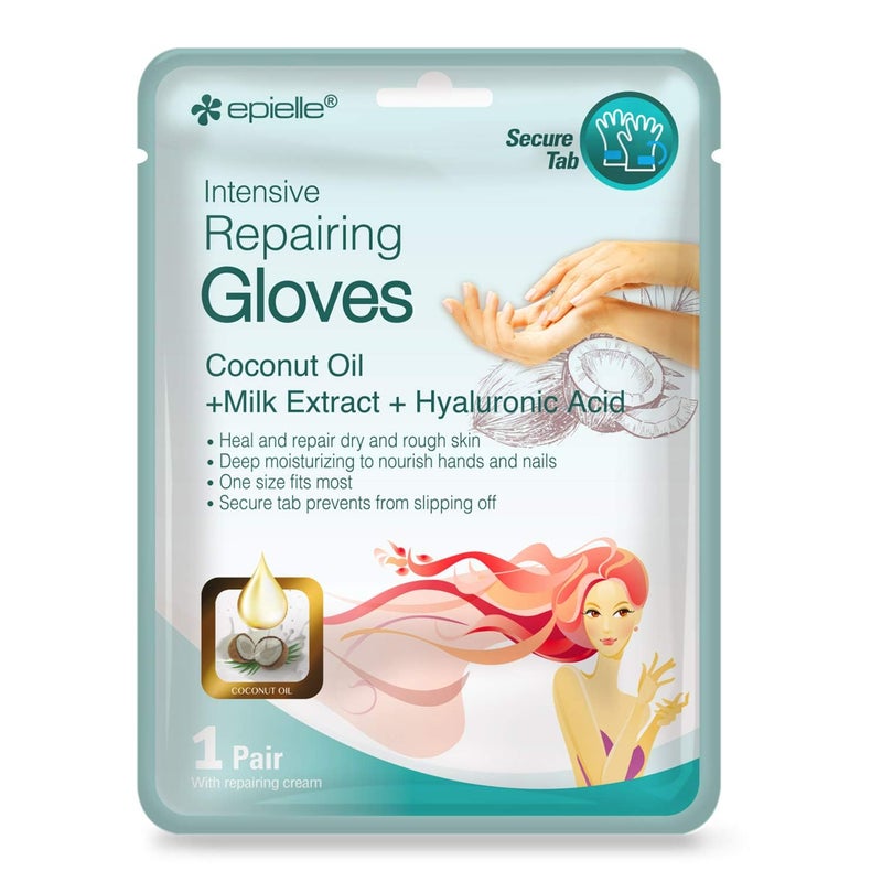 Epielle Intensive Repairing Hand Mask 6 Pairs, Renew and Soften with Coconut Oil & Milk Extract, Deep Moisturizing Gloves for Dry, Cracked Hands, Self Care Gifts for Women, Spa Kit, Stocking Stuffers - Image 2