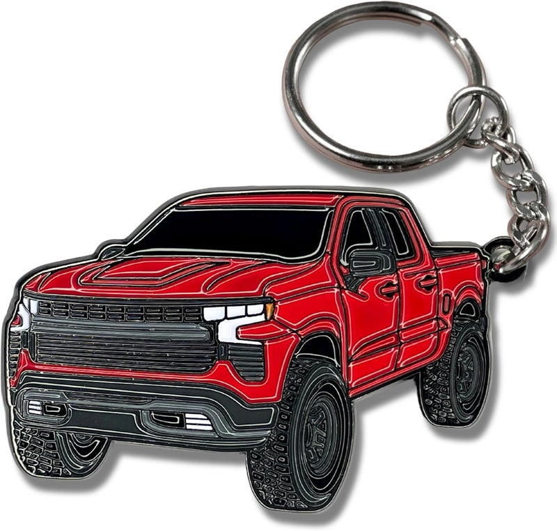 FOUR WHEEL BEAST Chevy Keychain - Red Truck Design - Image 1