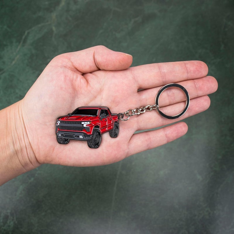 FOUR WHEEL BEAST Chevy Keychain - Red Truck Design - Image 2