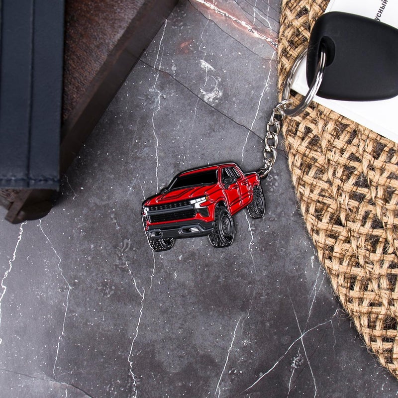FOUR WHEEL BEAST Chevy Keychain - Red Truck Design - Image 3