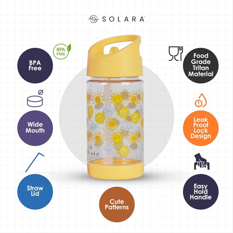 SOLARA Tritan Water Bottle for Kids 400ml | Kids Water Bottle | Sipper Water Bottle | BPA Free | Leak Proof | Food Grade | Sunny - Image 2