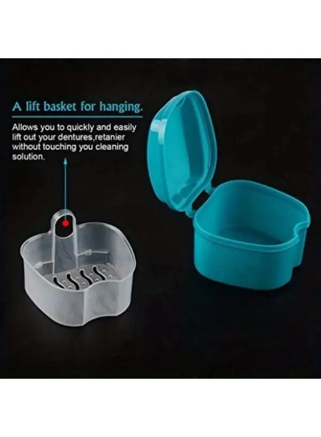 White Denture Case With Strainer Travel Soak Container For False Teeth Braces Retainers - Image 4