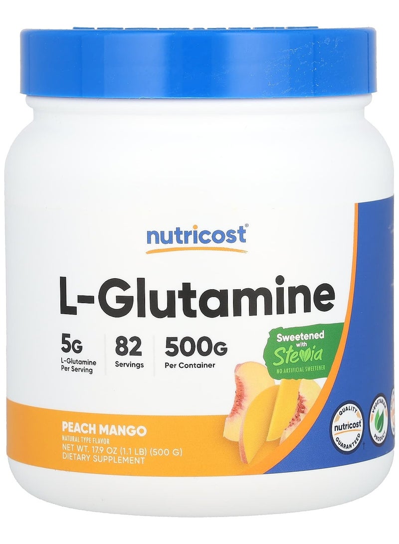 Nutricost L-جلوتامين، خوخ مانجو، 17.9 أونصة سائلة (500 جرام)