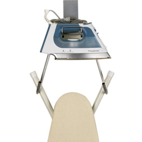 Household Essentials Over-The-Door Ironing Board Holder, Silver - Image 1