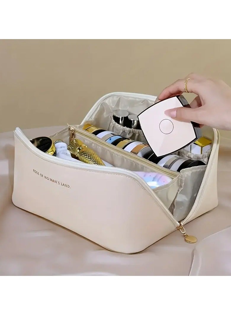 Goolsky Fashion PU Pillow Cosmetic Bag Portable Travel Storage Bag Handbag Large Capacity Toiletry Bag Partition Classification Maternal And Child Shared Toiletry Storage Bag - Image 1