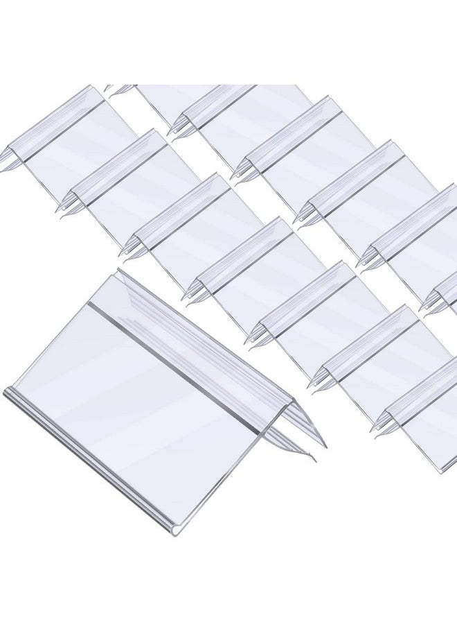 Qunclay 1.25 X 3 Inches Shelf Label Holder Clear Plastic Clip On Labels Shelf Tags For Wire Shelving 0.15'' To 0.4'' Wood Glass Shelves Sign Price Tags (100 Pcs)  - Image 1