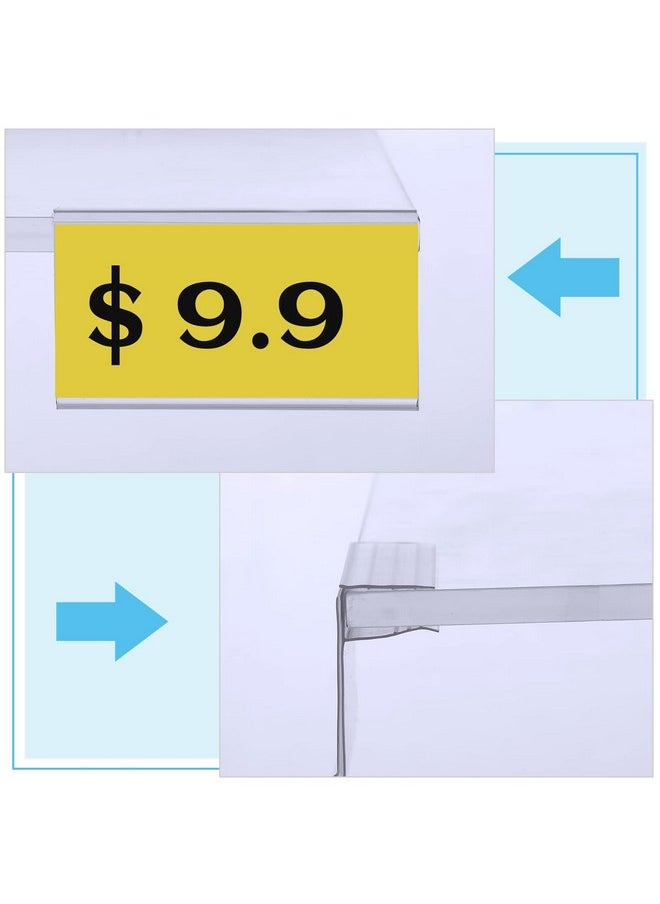 Qunclay 1.25 X 3 Inches Shelf Label Holder Clear Plastic Clip On Labels Shelf Tags For Wire Shelving 0.15'' To 0.4'' Wood Glass Shelves Sign Price Tags (100 Pcs)  - Image 4