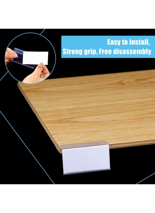 Qunclay 1.25 X 3 Inches Shelf Label Holder Clear Plastic Clip On Labels Shelf Tags For Wire Shelving 0.15'' To 0.4'' Wood Glass Shelves Sign Price Tags (100 Pcs)  - Image 3