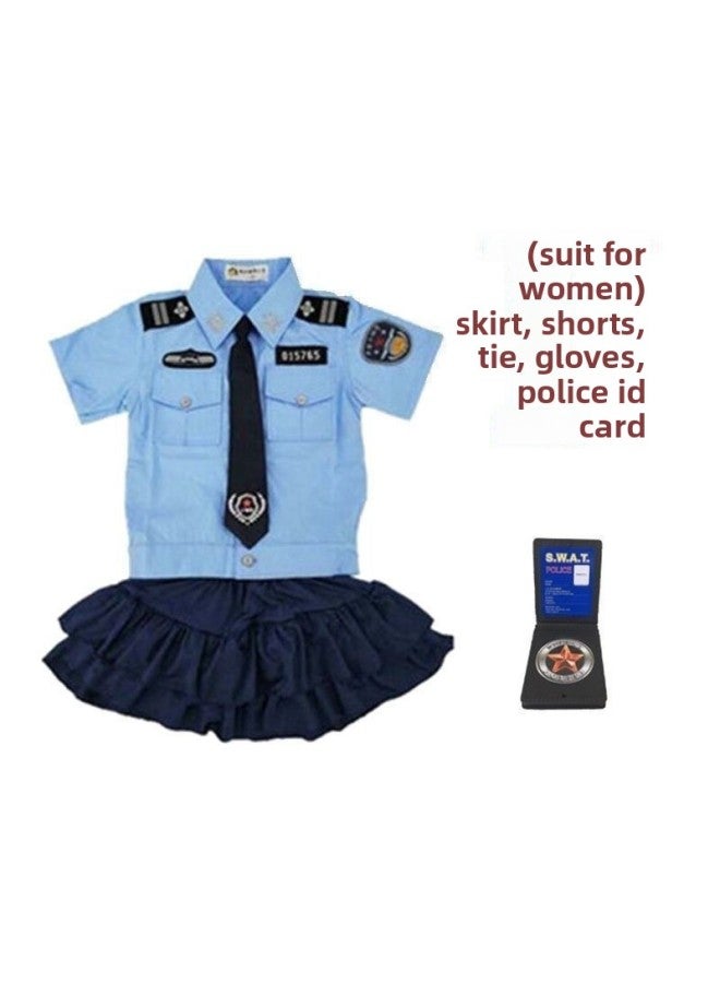 Halloween Costume - Kids Police Firefighter Uniform Costume - Little police officer 7-piece set with black hat (boy's) - Role Play Police SWAT Soldier Outfit, Children Performance Wear, Career Dress Up, Military Costume, Toy Uniform Set - Image 5