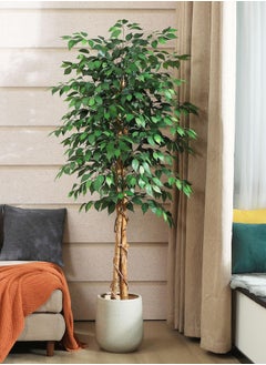 Zvezvia Artificial Ficus Trees Eucalyptus Trees with Silk Leaves,Fake Moss and Sturdy Nursery Pot,Fake Plants for Office Home Decor 180CM  - Image 5