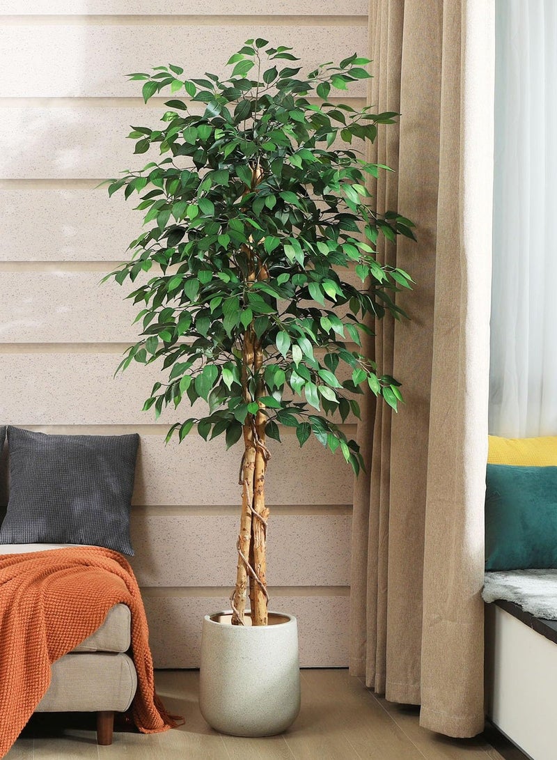 Zvezvia Artificial Ficus Trees Eucalyptus Trees with Silk Leaves,Fake Moss and Sturdy Nursery Pot,Fake Plants for Office Home Decor 180CM - Image 1
