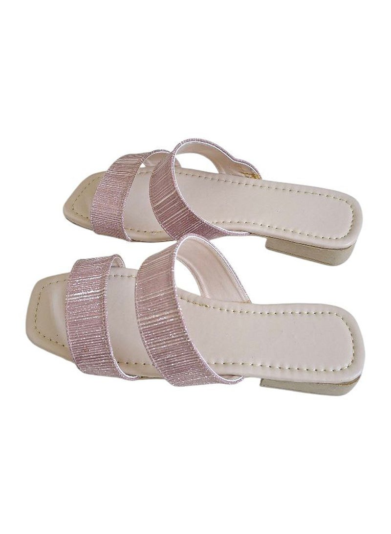 Karisma Simple Strap Flat Squared Toe Slipper With Glitter Print Material - Image 2