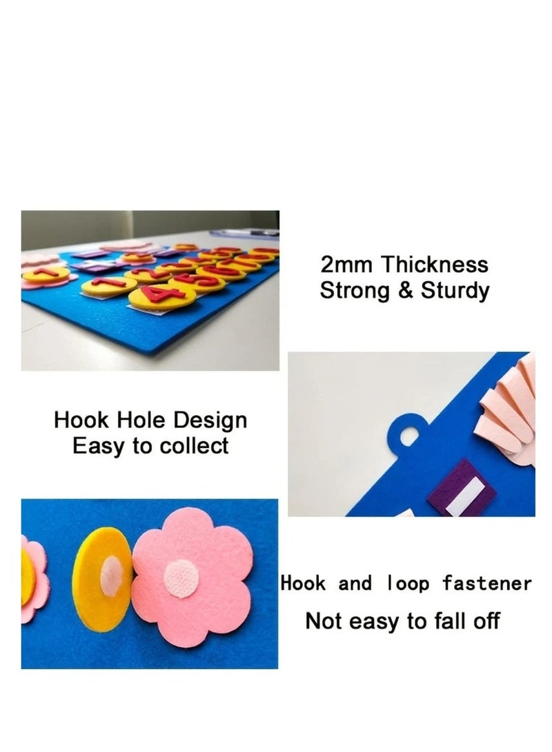 Educational board for children with numbers and felt math tools to develop counting and arithmetic skills. The board contains numbers and math symbols that can be easily attached and removed thanks - Image 4