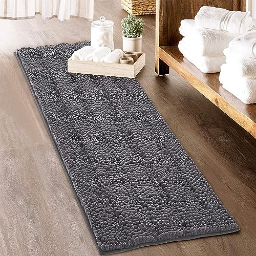 KGORGE سجاد حمام KGORGE رمادي - سجاد حمام كبير ناعم 60" × 24" يغطي الأرضيات في المزرعة، حصيرة استحمام ماصة للماء، سجادة دش لمدخل المرحاض، المطبخ، للأطفال والرضع، 1 قطعة - Image 1