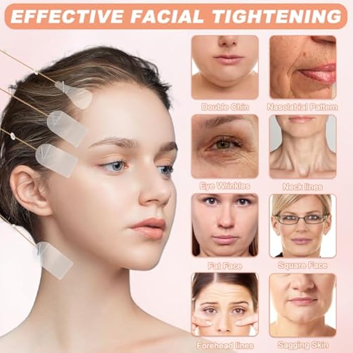 Kazheon Face Tape Lifting Invisible 180pcs Instant Facelift Tape Neck Tapes Face Lift Tapes and Bands with 8 Strings Faces Lifter for Makeup Eyes Jowls(COLOR:clear) - Image 4