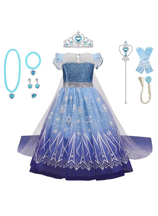 Generic - Frozen Elsa Dress Costume for Girls Kids Toddlers Princess Dress Up Cloths for Little Girls Birthday  Gifts - Image 1