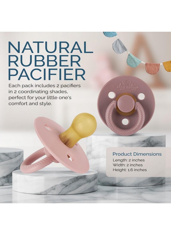 Itzy Ritzy Itzy Ritzy Natural Rubber Pacifiers, Set of 2 - Natural Rubber Newborn Pacifiers with Cherry-Shaped Nipple & Large Air Holes for Added Safety; Set of 2 in Blossom & Rosewood, Ages 0 - 6 Months  - Image 2