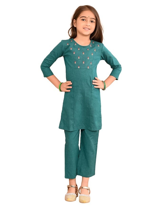 LILPICKS كورتا قطنية عادية بتصميم يوك للفتيات من ليل بيكس مع بالازوس - Image 1