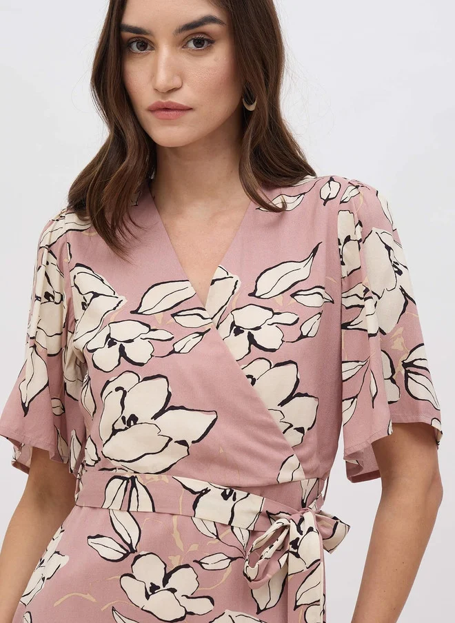 Salt Attire  SALT ATTIRE Floral Print Wrap Dress for Women | Best Price UAE