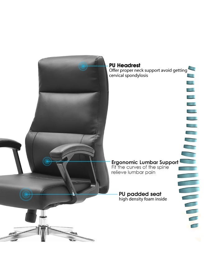 Multiwood Superior Comfort Office Seating with Deep Padding, Posture Support and Relaxed Tilt Function – Black - Image 4