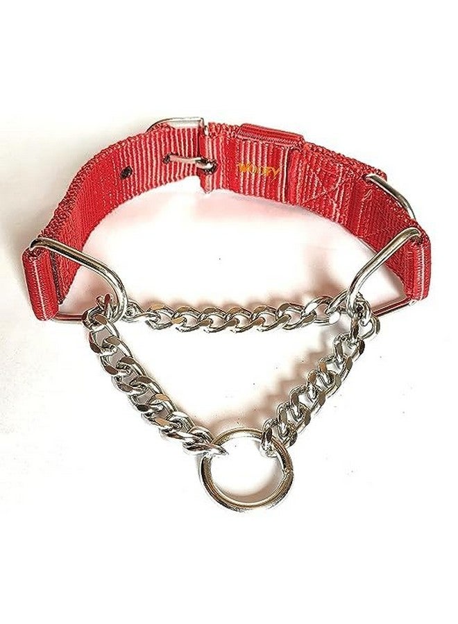 Heavy Duty Nylon Half And Half Choker Diamond Cut Choke Chain 1.25-Inch Durable Dog Collar Choke Chain Ideal For Training Giant And Large Breed Dogs (Red) - Image 4