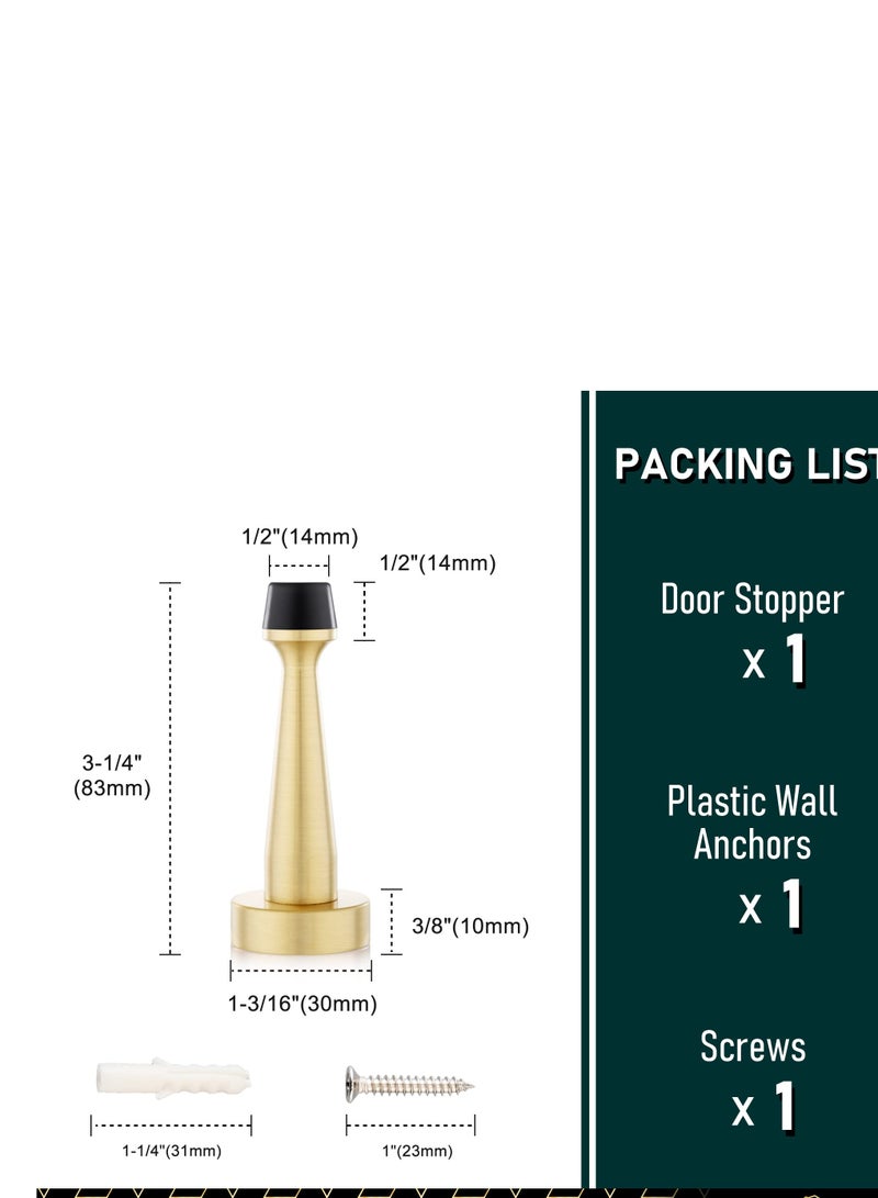 SYOSI Solid Rigid Door Stops, 3-1/4-inch(84mm) Wall Protector Door Stops Solid Door Stops with Rubber Tips Heavy Duty Door Protection Stops High Impact Door Stoppers for Door Protection Sound Dampening - Image 2