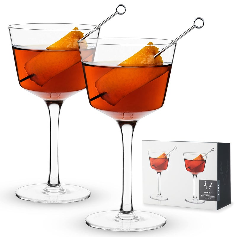 Viski Nick and Nora Glasses, Stemmed Drinkware, Premium Crystal Cocktail Glasses, Cocktail Coupe Glasses, Home and Bar Glass cups, Set of 2, 6oz - Image 1