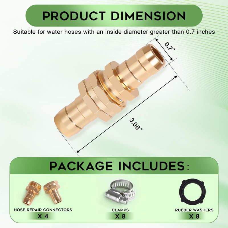 Dalmbox Garden Hose Repair Kit with Clamps, Male and Female Hose Fittings, Fit for 3/4"or 5/8" Garden Hose Fitting, 4 Sets - Image 3
