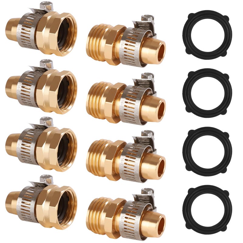 Dalmbox Garden Hose Repair Kit with Clamps, Male and Female Hose Fittings, Fit for 3/4"or 5/8" Garden Hose Fitting, 4 Sets - Image 1