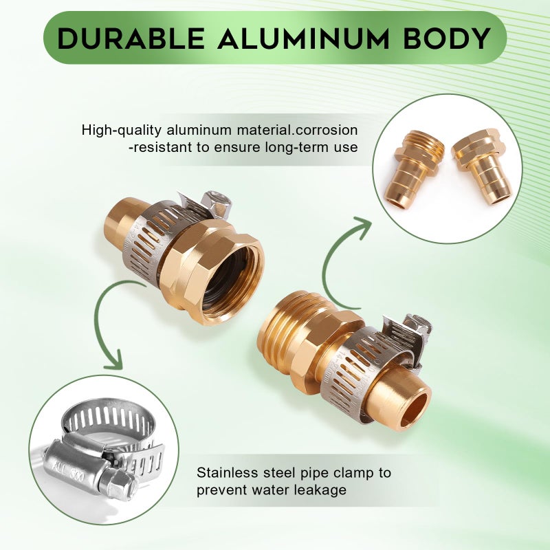 Dalmbox Garden Hose Repair Kit with Clamps, Male and Female Hose Fittings, Fit for 3/4"or 5/8" Garden Hose Fitting, 4 Sets - Image 2