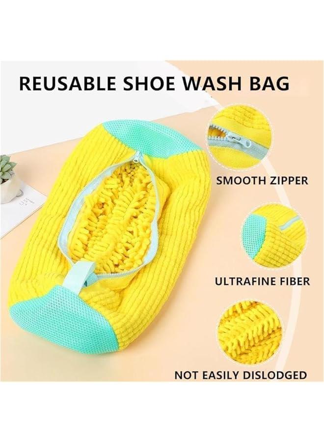 HOOKOR 2 PCS Shoe Washing Bags,Special Anti Deformation For Washing Machines, Portable Reusable, Wrap-Around Washer and Dryer Zipper Storage Bag for All Types of Shoes (Yellow) - Image 4