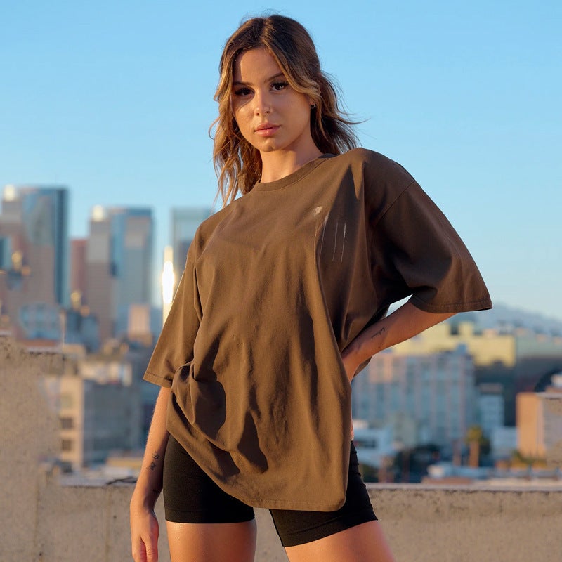 YOUNGLA Womens Oversized Cotton Tee Casual Gym Sport White - Image 3