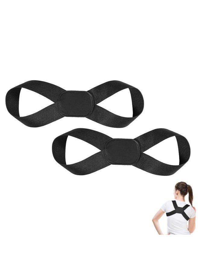 Bukela Back Support Brace, 2 Pieces Adjustable Upper Back Brace Back Straightener, Corset Spine Support Belt for Women Men for Upper Spine Back Neck Shoulder Clavicle Relief, Black (M) - Image 1