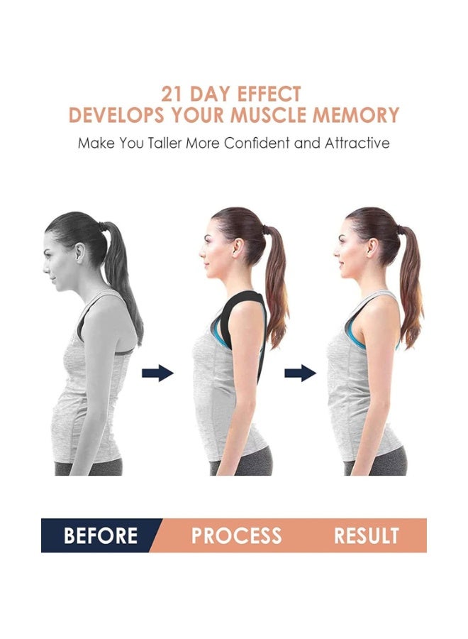 Bukela Back Support Brace, 2 Pieces Adjustable Upper Back Brace Back Straightener, Corset Spine Support Belt for Women Men for Upper Spine Back Neck Shoulder Clavicle Relief, Black (M) - Image 4