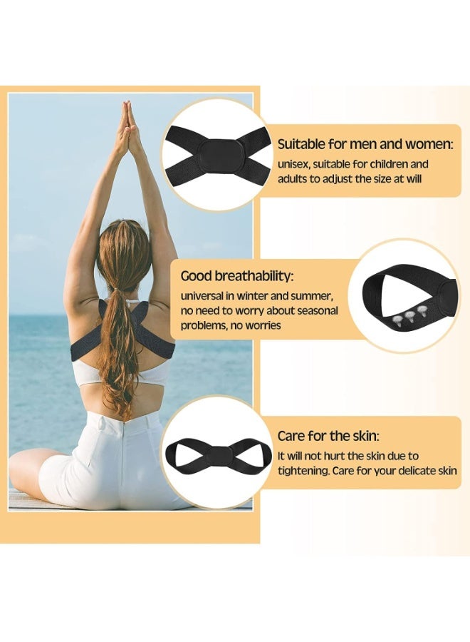 Bukela Back Support Brace, 2 Pieces Adjustable Upper Back Brace Back Straightener, Corset Spine Support Belt for Women Men for Upper Spine Back Neck Shoulder Clavicle Relief, Black (M) - Image 2