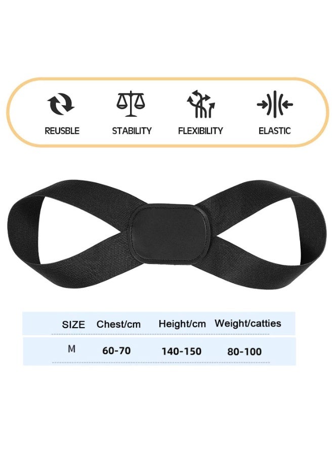 Bukela Back Support Brace, 2 Pieces Adjustable Upper Back Brace Back Straightener, Corset Spine Support Belt for Women Men for Upper Spine Back Neck Shoulder Clavicle Relief, Black (M) - Image 3