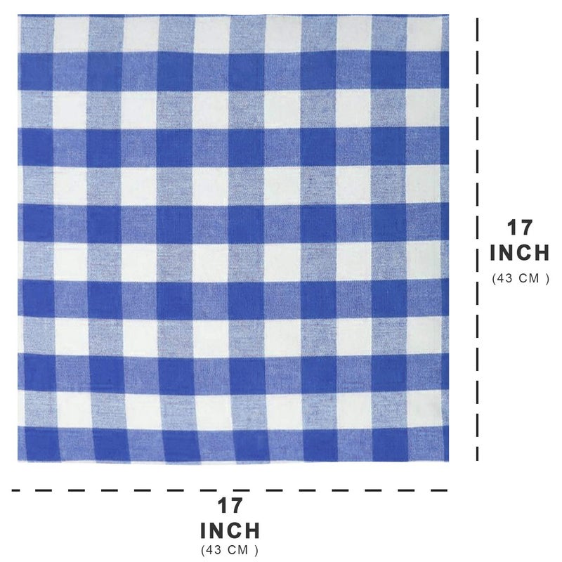 Set of 6 Cotton Buffalo Check Cloth Table Napkin for Everyday PlaceSettings, Farmhouse Decor, Family Dinners, BBQ's, and Holidays ( Size : 17X17 Inch | ( 43 CM Square ) |Set of 6 Colour : BLUE And WHITE) - Image 2