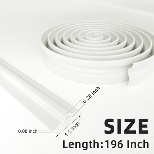 ESUFEIR 196 Inch Window Weather Stripping Door Seal Strip for Bottom and Side of Door-White,Self Adhesive PU Foam Weather Strip for Window and Door Insulation Soundproofing,Door Sweep for Interior Doors - Image 4