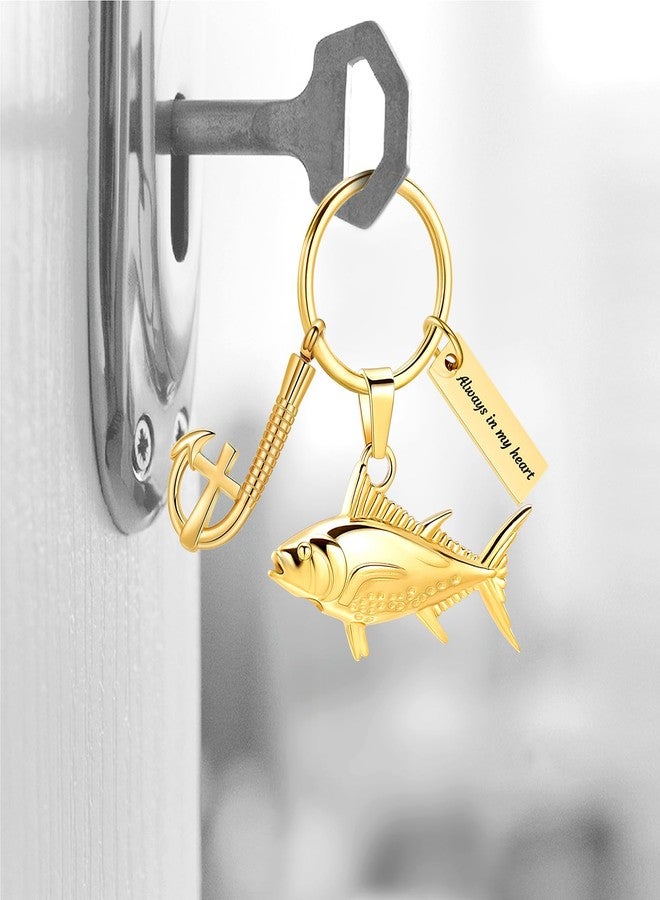 Hearbeingt Fish Cremation Urn Keychain for Ashes Fish Hook Memorial Keychain Ash Holder for Human Pet Keepsake Jewelry - Image 2