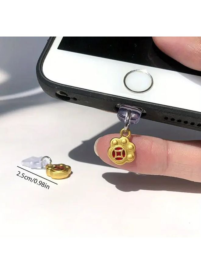 Chinese Style Money Cat Paw Phone Dust Plug For Type C Charging Interface With Lanyard - Image 3