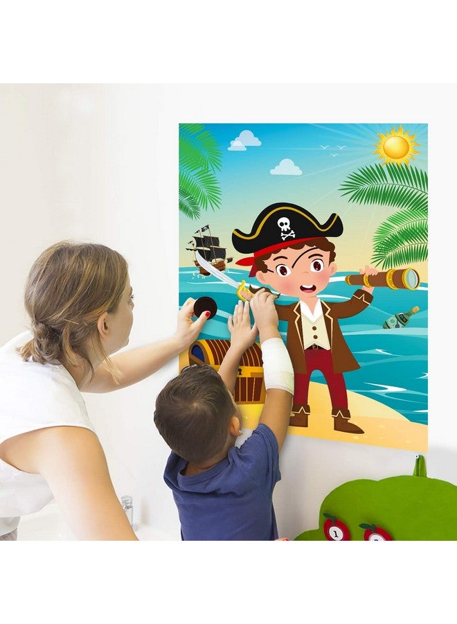 MALLMALL6 Pirate Stickers Party Games For Kids Pin The Eye Patch And Mustache On The Pirates Poster Birthday Party Favors Pin Game Include Blindfold Sticker Caribbean Pirate Party Supplies Decoration - Image 4