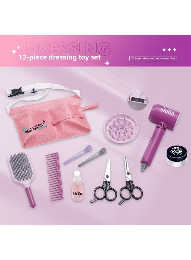 2023 Toy Simulation Children Hair Dryer Blowing Hair Cut Hair Girl Combing Hair Fun Toys-Specifications:12-piece Hair Dryer + Bag - Image 1