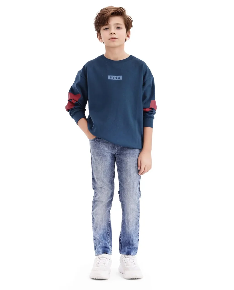 رير ونز Rare Ones Kids Seron Dark Teal Cotton Poly Full Sleeve Digital Print Sweatshirt