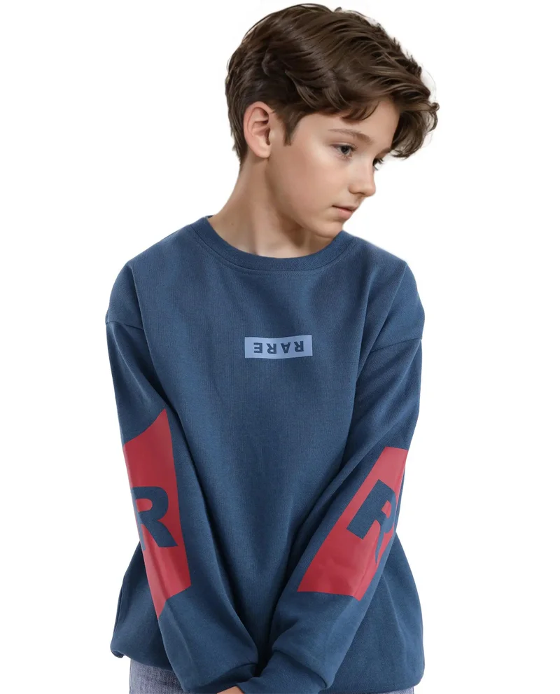 رير ونز Rare Ones Kids Seron Dark Teal Cotton Poly Full Sleeve Digital Print Sweatshirt