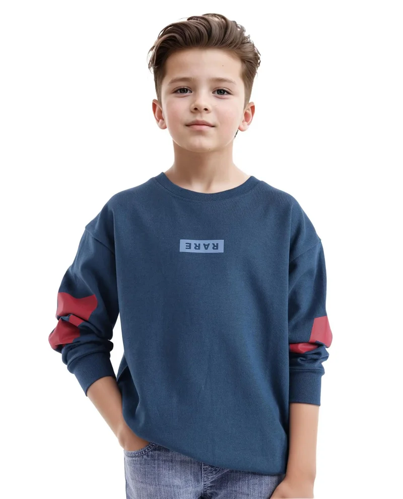 Rare Ones Rare Ones Kids Seron Dark Teal Cotton Poly Full Sleeve Digital Print Sweatshirt