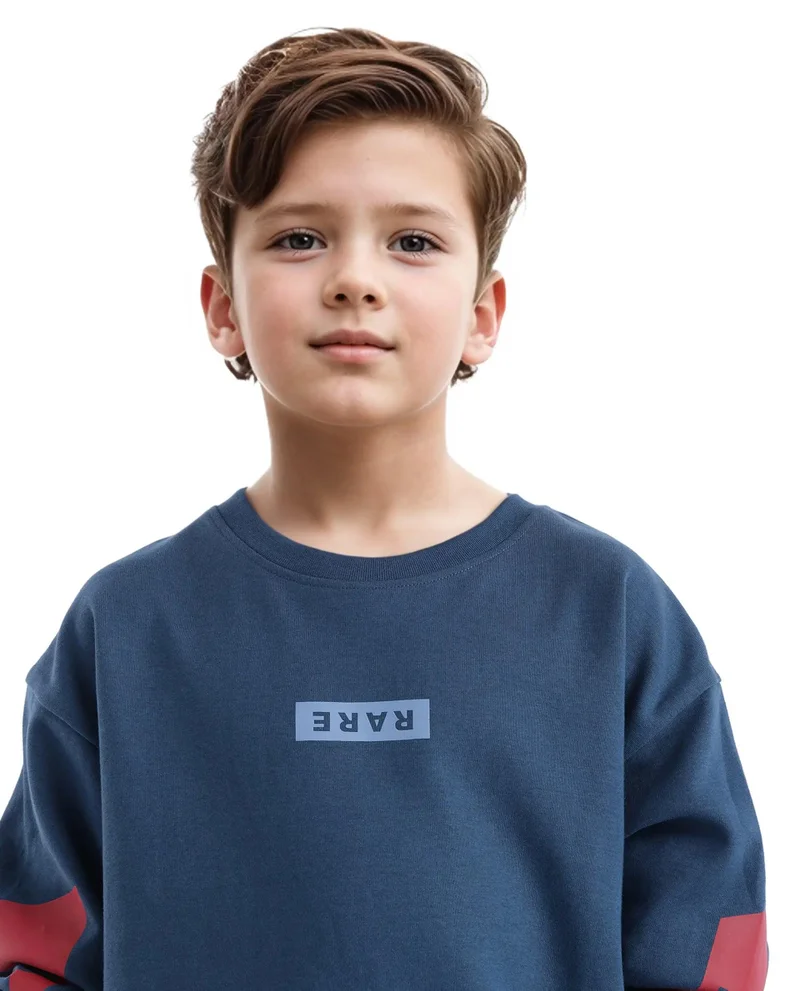 Rare Ones Rare Ones Kids Seron Dark Teal Cotton Poly Full Sleeve Digital Print Sweatshirt