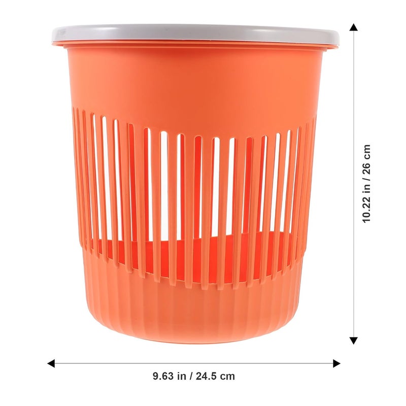 Household Plastic Trash Bin Wastebasket, Small Orange Round Kitchen Bathroom Rubbish Can Without Lid, Compact Lightweight Home Garbage Container for Office and Living Room - Image 2